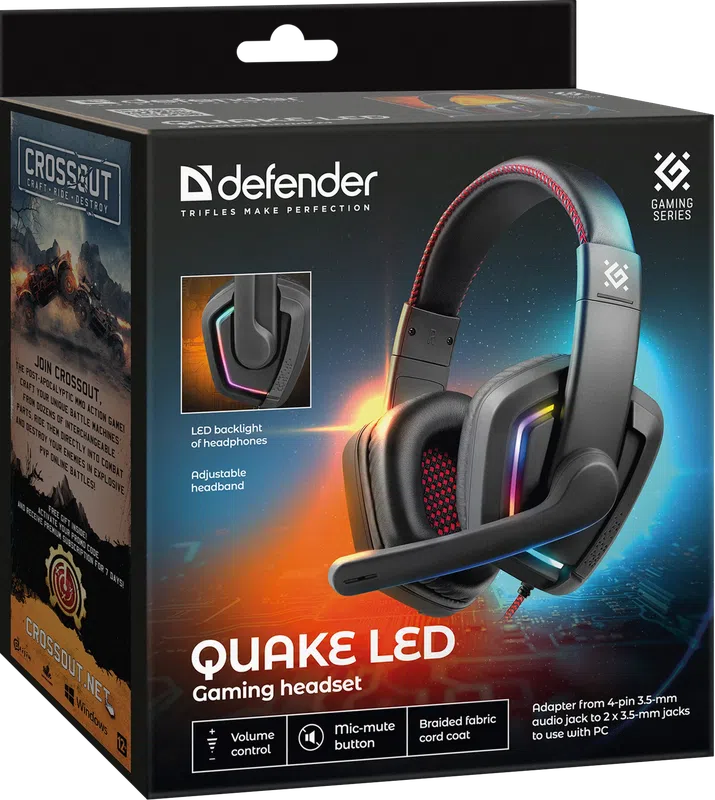 Defender - Игровая гарнитура Quake LED