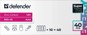 Defender - Батарейка солевая R03-4S Zinc (Цинк)