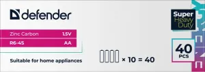 Defender - Батарейка солевая R6-4S Zinc (Цинк)
