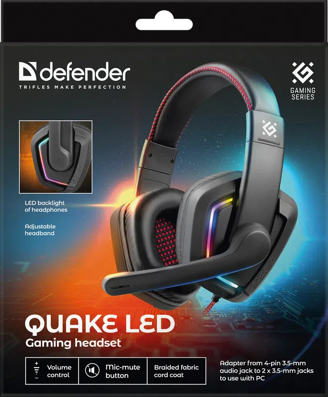 Defender - Игровая гарнитура Quake LED