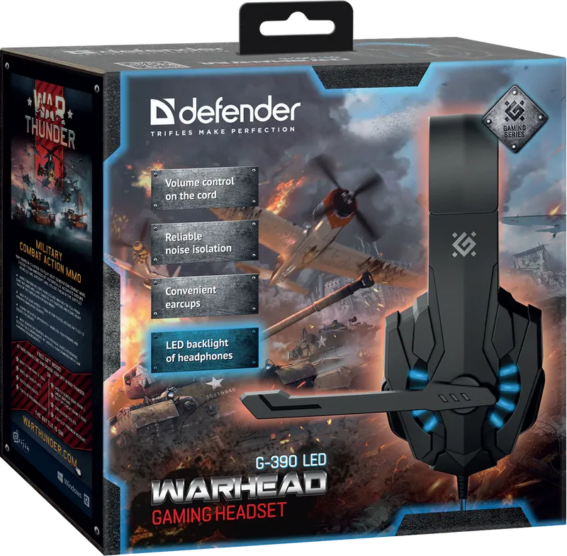 Defender - Игровая гарнитура Warhead G-390 LED