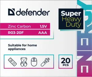 Defender - Батарейка солевая R03-20F Zinc (Цинк)