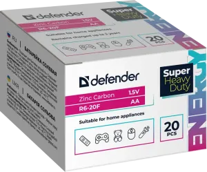 Defender - Батарейка солевая R6-20F Zinc (Цинк)