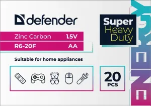 Defender - Батарейка солевая R6-20F Zinc (Цинк)